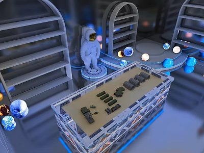 Modern Business Equipment Display With Multi layer Structure And Control Panel 3d model