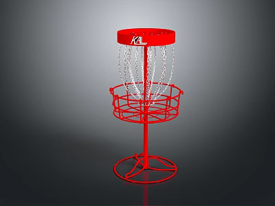 Red K2 Disc Golf Target Basket With Chain And Stand 3d model