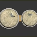 Classic Wooden Striped Bongo Drums With White Drumheads Silver Rims And Metal Tuning Lugs