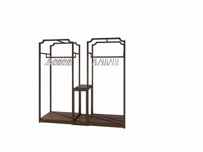 Wooden Clothing Display Racks With Hooks And Shelves For Retail Store Use 3d model
