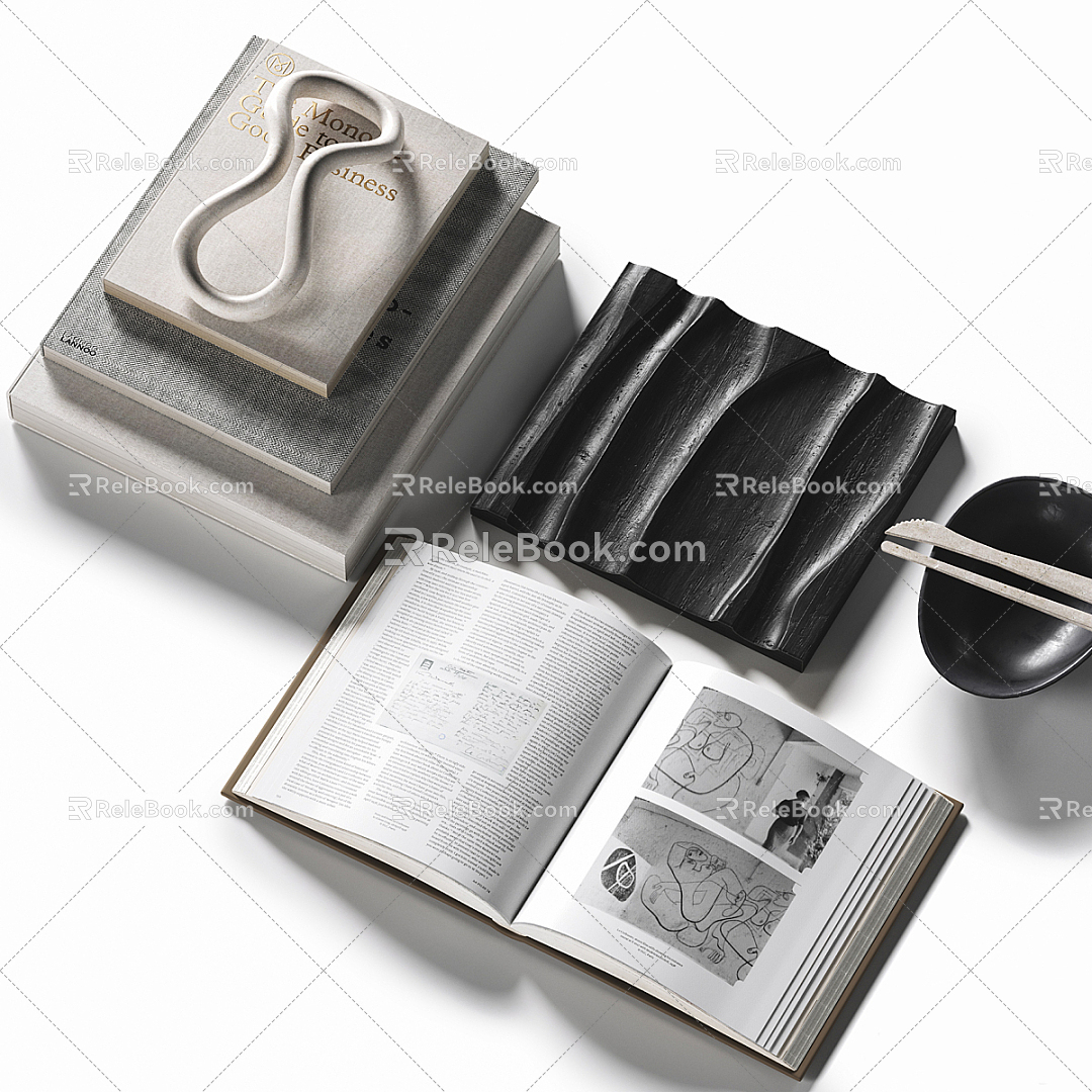 Modern Book Book Ornaments Decorations Furnishings Ornaments Combination Table Ornaments Desk Ornaments 3d model