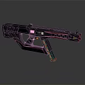 Futuristic Black Red Tactical Gun With Geometric Frame And Sleek Design