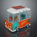 minibus minibus minivan driverless bus bus school bus van box car 3d model