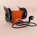 Industrial Bench Grinder With Double Grinding Wheels And Transparent Guards Orange Base And Safety Switch