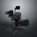 Mechanical Robot Arm Structure With Camera Sensor Green Container And Metal Frame 3d model