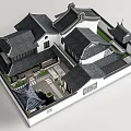 Traditional Chinese Ancient Architecture With Overhanging Eaves Gray Tiles White Walls And Courtyard
