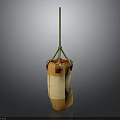 Hanging Household Storage Bag With Yellow Body And Green Straps For Daily Use