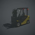 Industrial Yellow Utility Vehicle Forklift With Red Warning Lights And Black Cab