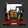 White Heavy Duty Truck Transporting Yellow Forklift On Red Flatbed Trailer