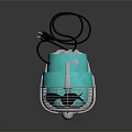 Vintage Style Turquoise Computer Fan With Metal Blades And Base