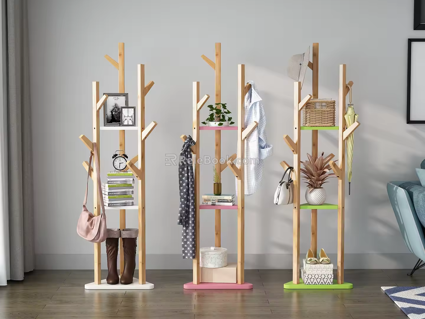 vr bamboo coat rack 3d model 3d model