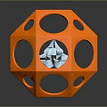 Modern Orange Geometric Decorative Furniture Piece With Hollow Design And Shiny Reflective Surface