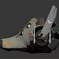 Sci Fi Character Mechanical Head With Yellow Circular Markings And Wing Like Structures 3d model