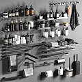 Bathroom Accessories Collection With Shelves Bottles Towels Towel Racks And Toilet Paper Holder