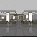 Elegant Jewelry Store in Shopping Mall with Glass Display Counters Model Posters and Modern Lighting