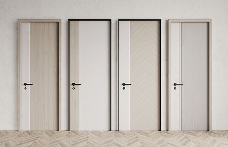 Nordic Swing Door Single Door Combination 3d model