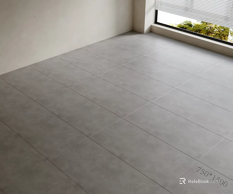 Grey Floor Tiles 750x1500 Size For Modern Interior Living Space Floor Surface 3d model 