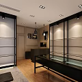 Modern Retail Store Interior With Glass Display Cases Shelves And Bright Lighting