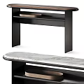 Modern Functional Desk With Marble Top Black Frame And Storage Shelf Design
