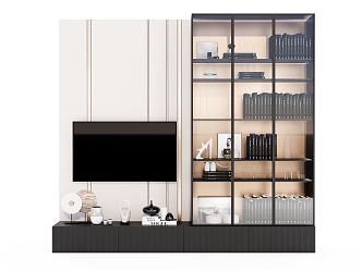 Modern floor TV cabinet TV background wall 3d model