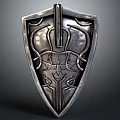 Ancient Medieval Metal Shield With Intricate Carvings And Ornate Decorative Details