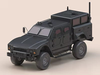 Black Armored Military Tank Vehicle With Large Tires And Armor 3d model