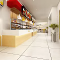 Corner Braised Food Restaurant With Red Signage Display Windows And Counter