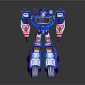 Blue Mechanical Robot Character Design With Red White Armor And Details