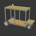 Utility Cart With Yellow Top Gray Frame Lower Shelf And Wheels