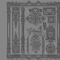 Intricate Decorative Carvings Showcasing Various Detailed Ornamental Patterns And Designs