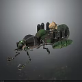 Mechanical Ant Character With Green Metallic Body Transparent Dome And Robotic Legs