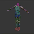 Futuristic Silver Metallic Armor Clothing Featuring Blue Shorts And Robot Design Style
