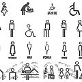 Public Facilities Signage Including Men Women Accessible Restrooms Baby Care And Pantry