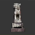 Traditional Chinese Stone Lion Guardian Statue with Pedestal Base and Ancient Craftsmanship