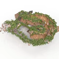 Modern Natural Detailed Landscape Design Featuring Curved Rocky Terrain And Lush Vegetation