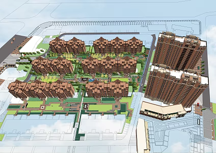 Modern Residential District Real Estate District Landscape 3d model