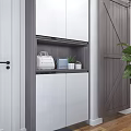 Modern Living and Dining Room Interior With Open Design TV Cabinet Plants and Window Curtains