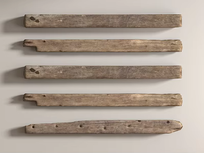 Natural Stone Wood Planks with Natural Texture and Holes Arranged on Light Background 3d model
