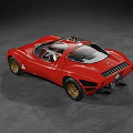 Red Classic Vintage Sports Car With Streamlined Body And Gold Wheels