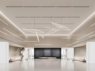 Company lobby reception front desk office building lobby hotel lobby rest area office reception hall gate 3d model