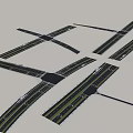 Urban Municipal Road Network With Cross Intersections Lanes And Green Belts