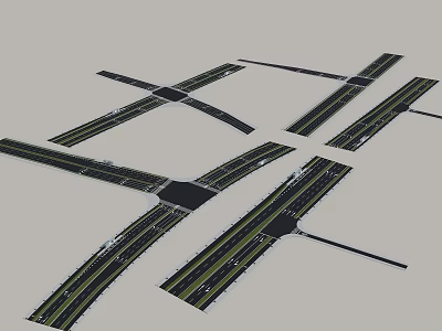 Road Standard Section Lane Road Modern Road Road Road Other Ground Intersection Lane Road 3d model