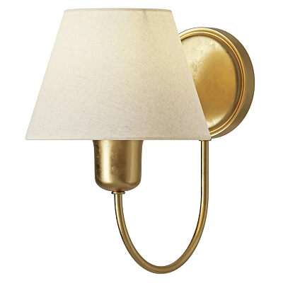Elegant Gold Metal Wall Lamp With White Fabric Shade Design 3d model