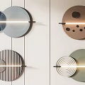 Modern Circular Wall Decor With Various Textures And Light Strips For Home Interior 3d model