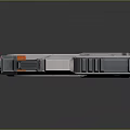 Futuristic Sci-Fi Gun Weapon Featuring Metal Construction And Orange Blue Accents Design