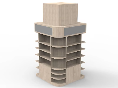 Modern Wooden Display Shelving Unit With Multiple Open Shelves For Retail Stores 3d model