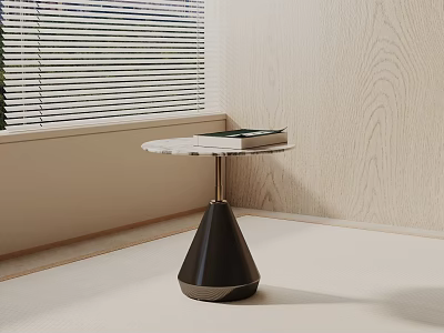 Modern Side Table with Round Smooth Top and Black Conical Base by Light Wood Window 3d model