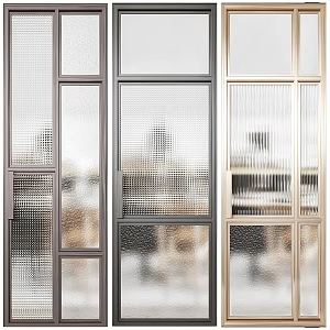Modern Door Glass Partition Glass Door Kitchen Door Embossed Glass Door 3d model