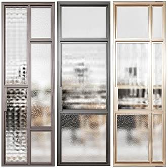 Modern Door Glass Partition Glass Door Kitchen Door Embossed Glass Door 3d model