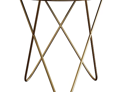 Modern Minimalist Side Table With Gold Metal Crossed Legs And Round Top Design 3d model